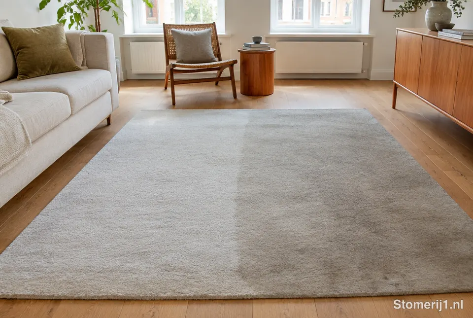 Schoon wollen vloerkleed in een woonkamer